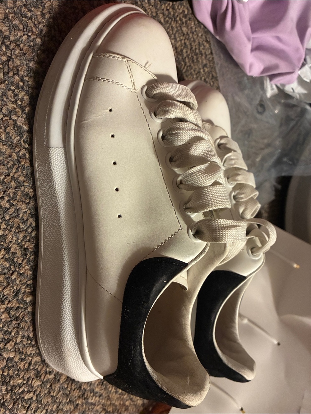 Alexander McQueen Cream Platform Sneakers with Black Heel
